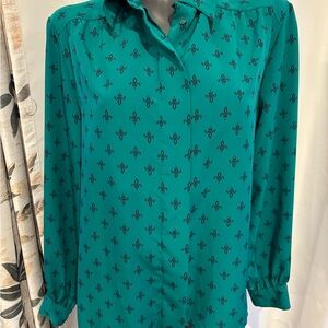 Pendleton vintage 1970’s Teal Shirt with fleur-de-Lis pattern